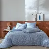 Image de Becquet Housse de couette en coton blanc à motif léopard bleu et doré - SAFARI 140 x 200 cm