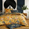 Image de Becquet Housse de couette réversible en satin de coton jaune ocre à motif tropical - JARDIN EXTRA 260 x 240 cm