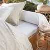 Image de Becquet Drap plat coton beige à rayures écru - PLONGEOIR 240 x 300 cm