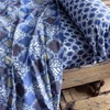 Image de Becquet Drap plat motif feuilles géométriques AFRO GEO bleu marine 270 x 300 cm