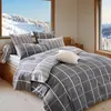 Image de Becquet Drap plat CARREAUX coton carreaux et rayures gris 270 x 300 cm
