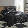 Image de Becquet Housse de couette réversible en percale de coton noire à motif floral - SUZON 260 x 240 cm