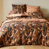 Image de Becquet Housse de couette réversible en coton marron à motif végétal- MONDE VEGETAL 260 x 240 cm