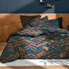 Image de Becquet Housse de couette en coton réversible JEUX GRAPHIQUES style chevrons - vert foncé 260 x 240 cm