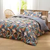 Image de Becquet Couette chaude 400 g/m² réversible verte à motif tropical - NATURA DÉCO 140 x 200 cm