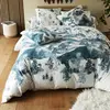 Image de Becquet Housse de couette en flanelle réversible BLUE SALEN motif montagne - bleu 240 x 220 cm