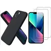 Image de Coque Pour iPhone 13 Silicone Noir + 2 Verres Trempes