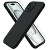 Image de Coque Pour iPhone 15 Silicone Noir + Verre Trempe