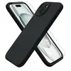 Image de Coque Pour iPhone 15 Plus Silicone Noir + Verre Trempe