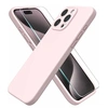Image de Coque Pour iPhone 15 Pro Max Silicone Rose + Verre Trempe