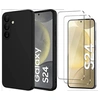 Image de Coque Pour Samsung Galaxy S24 Silicone Noir + 2 Verres Trempes