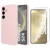 Image de Coque Pour Samsung Galaxy S24 Silicone Rose + Verre Trempe
