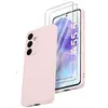 Image de Coque Pour Samsung Galaxy A55 5G Silicone Rose + 2 Verres Trempes