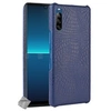 Image de Housse etui coque rigide simili cuir crocodile pour Sony Xperia L4 + verre trempe - BLEU FONCE -