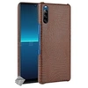 Image de Housse etui coque rigide simili cuir crocodile pour Sony Xperia L4 + verre trempe - MARRON -