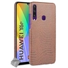 Image de Housse etui coque rigide simili cuir crocodile pour Huawei Y6p + film ecran - MARRON -