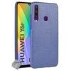 Image de Housse etui coque rigide simili cuir crocodile pour Huawei Y6p + verre trempe - BLEU FONCE -