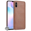 Image de Housse etui coque rigide simili cuir crocodile pour Xiaomi Redmi 9A + verre trempe - MARRON -