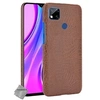 Image de Housse etui coque rigide simili cuir crocodile pour Xiaomi Redmi 9C + verre trempe - MARRON -