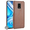 Image de Housse etui coque rigide simili cuir crocodile pour Xiaomi Redmi Note 9S + film ecran - MARRON -