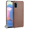 Image de Housse etui coque rigide simili cuir crocodile pour Samsung Galaxy A41 + verre trempe - MARRON -