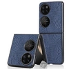 Image de Housse etui coque rigide simili cuir crocodile pour Huawei P50 Pocket - BLEU FONCE -