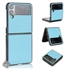 Image de Housse etui coque rigide simili cuir avant et arrière pour Samsung Galaxy Z Flip 4 5G - BLEU CLAIR -