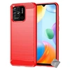 Image de Coque pour Xiaomi Redmi 10C - housse etui silicone gel carbone + verre trempe - ROUGE -