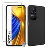 Image de Coque pour Xiaomi Poco F4 5G - housse etui silicone gel fine + verre trempe - NOIR -