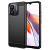 Image de Coque pour Xiaomi Redmi 12C / Redmi 11A / Poco C55 - housse etui silicone gel carbone + verre trempe - NOIR -