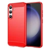 Image de Coque pour Samsung Galaxy S24 5G - housse etui silicone gel carbone + verre trempe - ROUGE -
