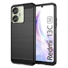 Image de Coque pour Xiaomi Redmi 13C / Poco C65 / Poco M6 5G - housse etui silicone gel carbone + verre trempe - NOIR -