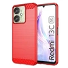 Image de Coque pour Xiaomi Redmi 13C / Poco C65 / Poco M6 5G - housse etui silicone gel carbone + verre trempe - ROUGE -