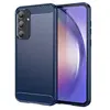 Image de Coque pour Samsung Galaxy A55 5G - housse etui silicone gel carbone + verre trempe - BLEU FONCE -