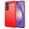 Image de Coque pour Samsung Galaxy A55 5G - housse etui silicone gel carbone + verre trempe - ROUGE -