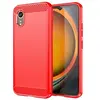 Image de Coque pour Samsung Galaxy Xcover 7 - housse etui silicone gel carbone + verre trempe - ROUGE -
