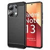Image de Coque pour Xiaomi Redmi Note 13 4G - housse etui silicone gel carbone + verre trempe - NOIR -