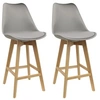 Image de Lot de 2 chaise de bar GENERIQUE interieur non pliable en bois H. 105 cm gris