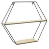 Image de Etagère en bois et métal hexagonale 46 cm
