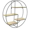 Image de Etagère industrielle ronde en bois et métal 50 cm Noir