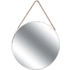 Image de - Miroir rond avec anse en jonc 50 cm blanc