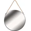 Image de - Miroir rond avec anse en jonc 50 cm noir