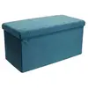 Image de - Banc coffre pliable en velours Zig zag bleu