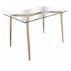 Image de Table repas en verre pieds effet bois 115 cm