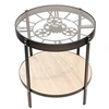 Image de Table d'appoint en métal et bois horloge 50 cm