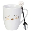 Image de Mug Déco avec Cuillère "Chat" 11cm Blanc