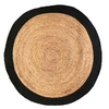 Image de - Tapis rond en jute bord coloré 120 cm noir