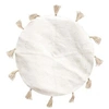 Image de - Tapis rond en coton pompons 90 cm Blanc cassé