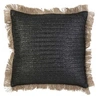 Image de Coussin à franges en raphia 40 cm noir