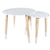 Image de - Tables gigognes en MDF blanc et bois motif fleurs